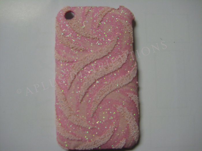 New Light Pink Glittery Swirlz Design Hard Protective Cover For iPhone 3G 3GS - (0030)