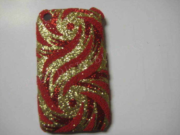New Burnt Orange Glittery Swirlz Design Hard Protective Cover For iPhone 3G 3GS - (0034)
