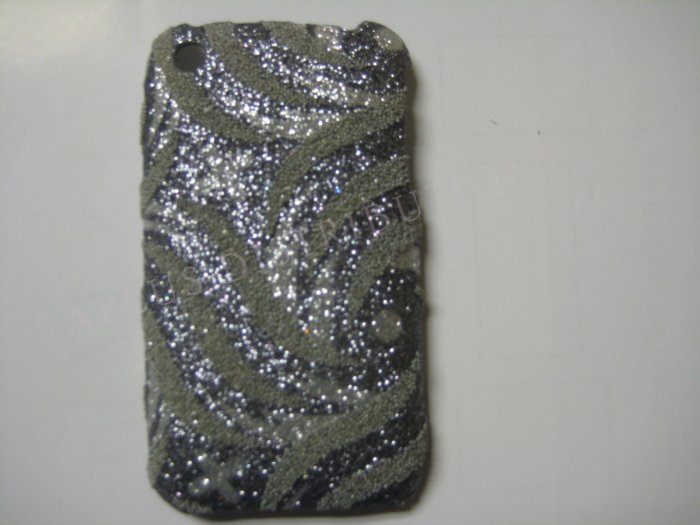 New Silver Glittery Swirlz Design Hard Protective Cover For iPhone 3G 3GS - (0031)
