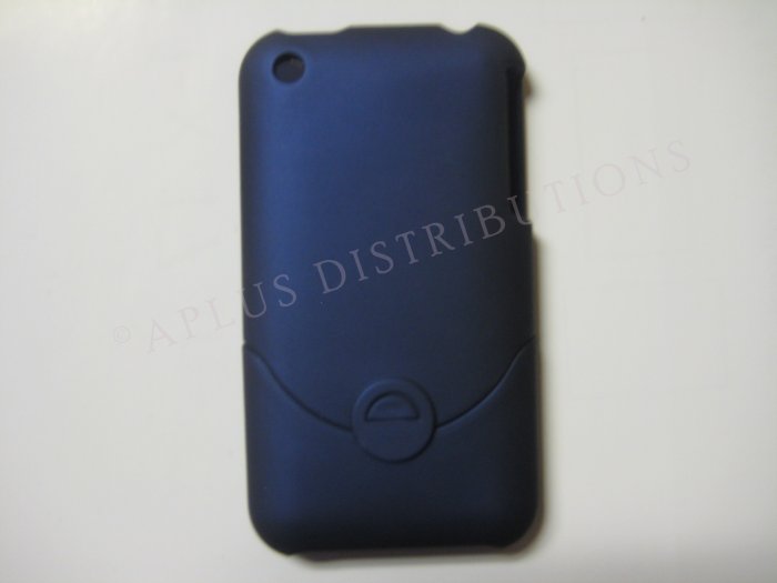 New Navy Blue Rubberized Slider Design Hard Protective Cover For iPhone 3G 3GS - (0096)