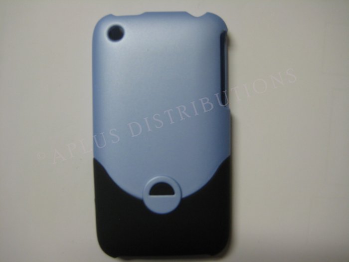 New Light Blue Rubberized Slider Design Hard Protective Cover For iPhone 3G 3GS - (0097)