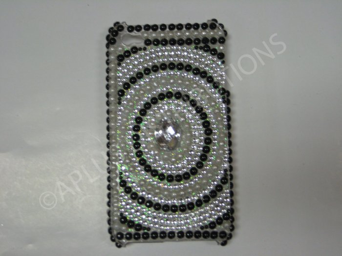New Black Diamond In Circle Design Crystal Bling Diamond Case For iPhone 4 - (0023)