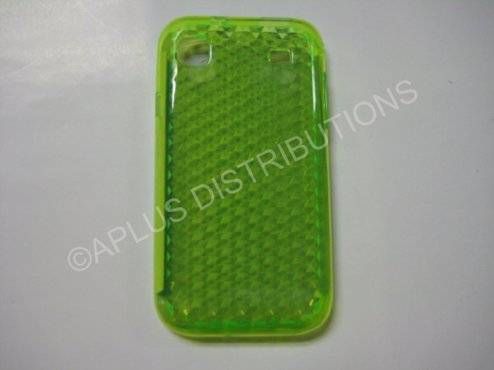 New Lime Green Diamond Cut Pattern TPU Cover For Samsung Galaxy S I9000 - (0014)