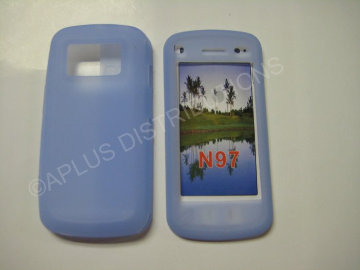 New Light Blue Nokia N97 Silicone Skin Case For Nokia N97 - (0004)