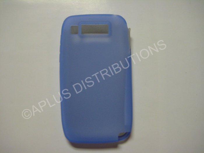 New Blue Solid Color Silicone Skin Case For Nokia E72 - (0010)