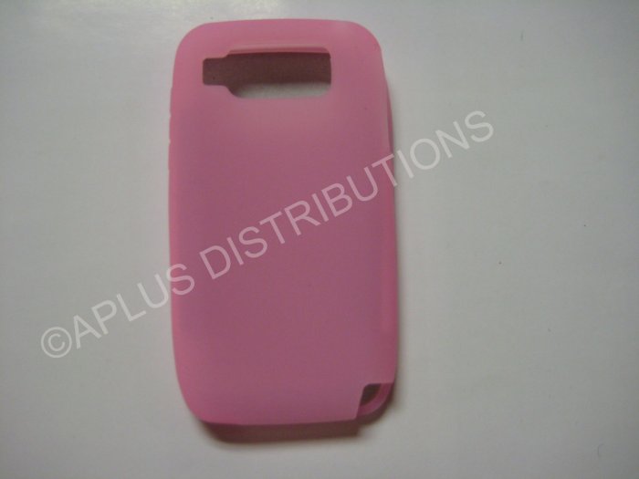 New Pink Solid Color Silicone Skin Case For Nokia E72 - (0013)