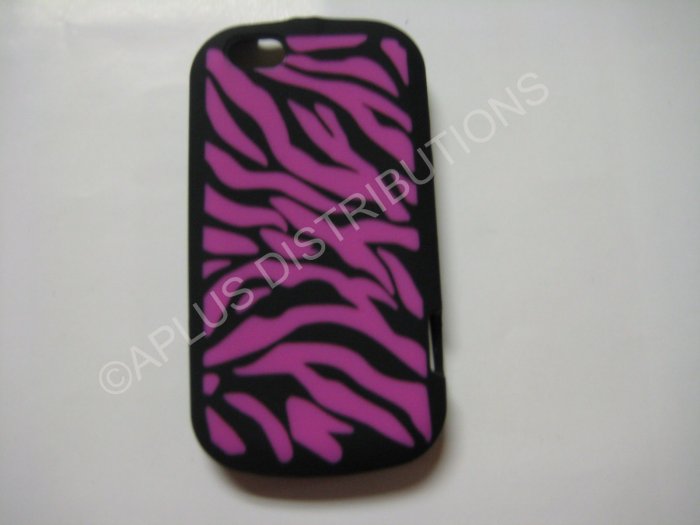 New Pink Zebra Design Silicone Skin Case For Motorola Cliq XT MB501 - (0005)