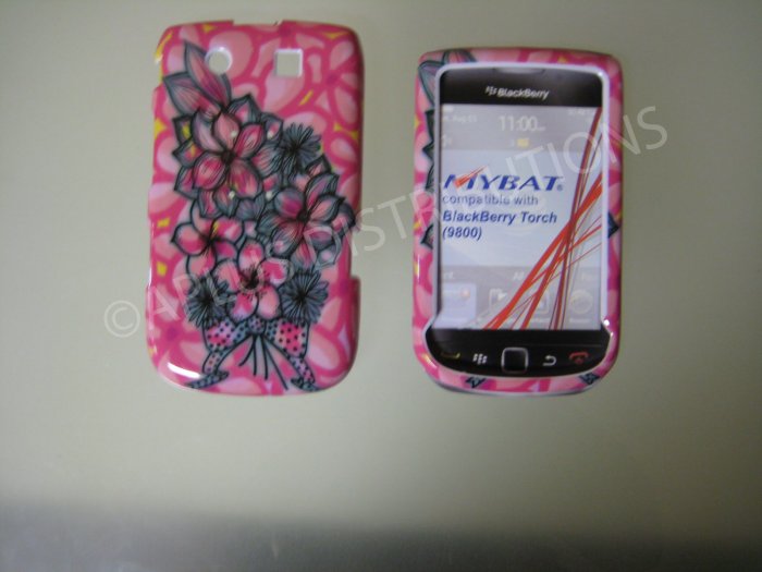 New Pink Multi-Plumeria Design Hard Protective Cover For Blackberry 9800 - (0152)