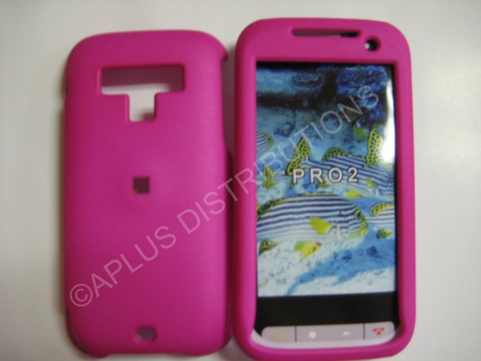 New Hot Pink Rubberized Hard Protective Cover For HTC Touch Pro 2 (CDMA) - (0055)