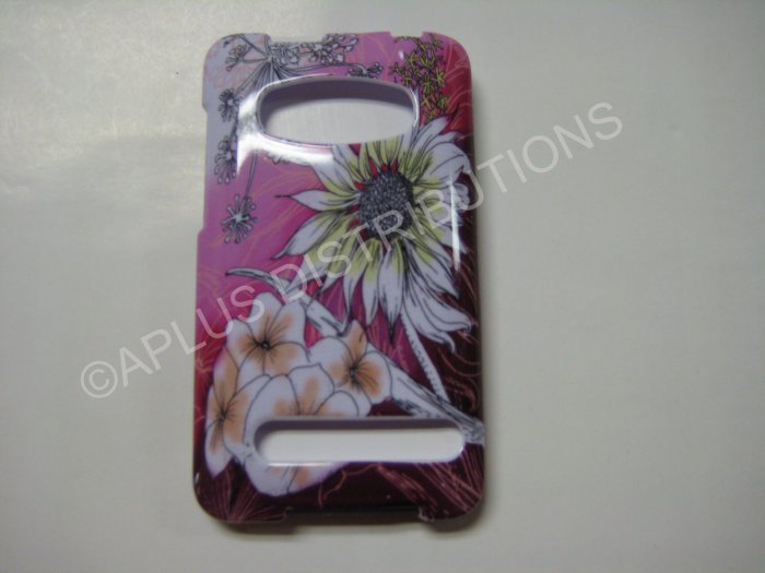 New Pink Sunflower Hard Protective Cover For HTC Evo 4G - (0013)