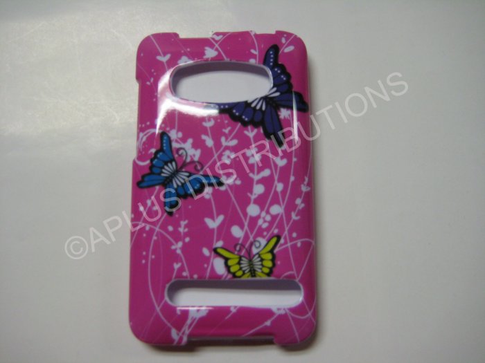 New Pink Butterfly In Twigs Design Hard Protective Cover For HTC Evo 4G - (0014)