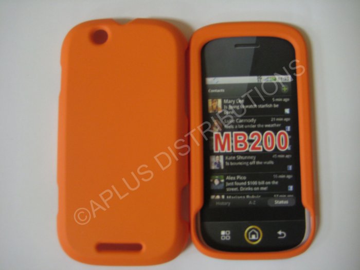 New Orange Rubberized Hard Protective Cover For Motorola Cliq MB200 - (0069)
