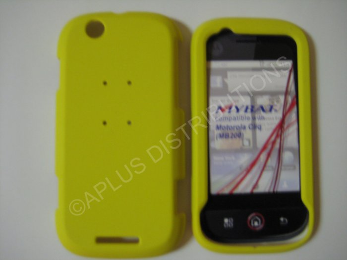 New Yellow Rubberized Hard Protective Cover For Motorola Cliq MB200 - (0068)