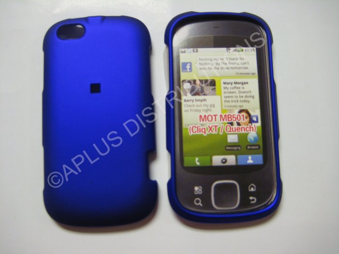 New Blue Rubberized Hard Protective Cover For Motorola Cliq XT MB501 - (0053)