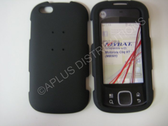 New Black Rubberized Hard Protective Cover For Motorola Cliq XT MB501 - (0051)