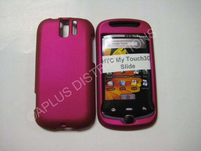 New Hot Pink Rubberized Hard Protective Cover For HTC My Touch Slide 3G - (0055)