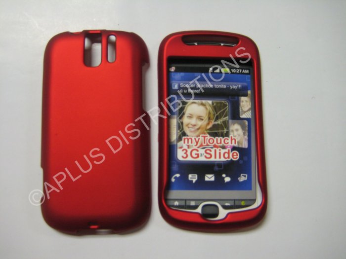 New Red Rubberized Hard Protective Cover For HTC My Touch Slide 3G - (0054)