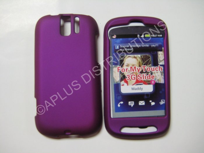 New Purple Rubberized Hard Protective Cover For HTC My Touch Slide 3G - (0057)