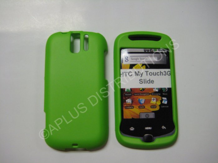 New Lime Green Rubberized Hard Protective Cover For HTC My Touch Slide 3G - (0064)