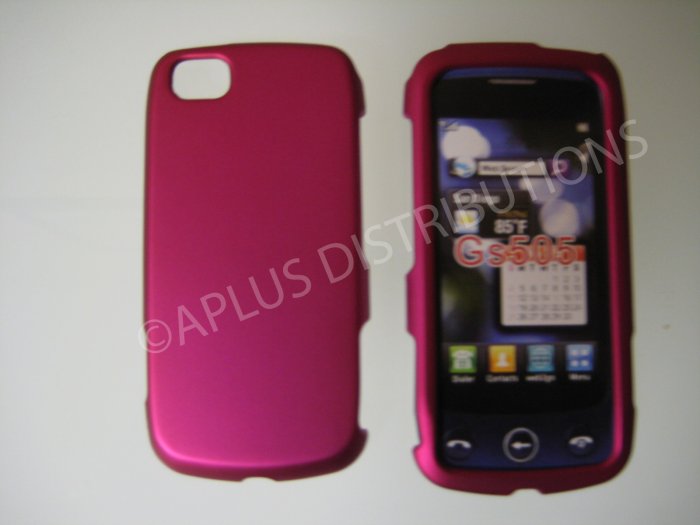 New Hot Pink Rubberized Hard Protective Cover For LG Sentio GS505 - (0055)