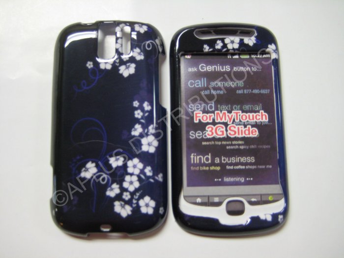 New Blue Midnight Flower Hard Protective Cover For HTC My Touch Slide 3G - (0023)