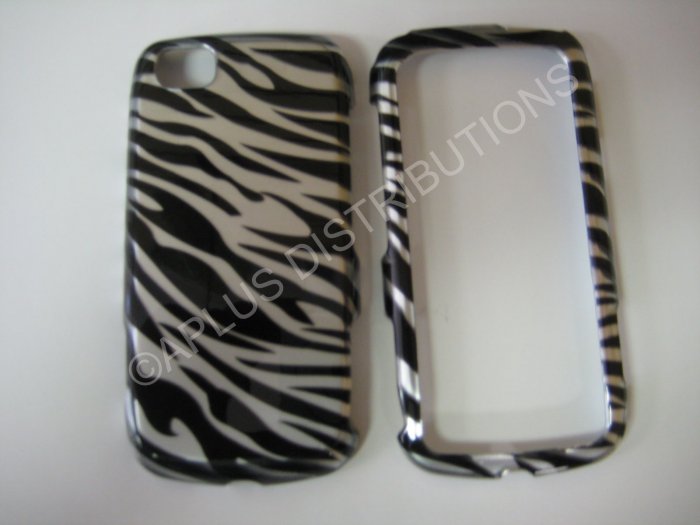 New Black Metallic Zebra Design Hard Protective Cover For LG Sentio GS505 - (0003)