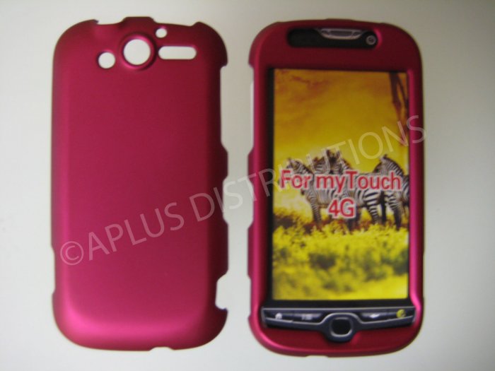 New Hot Pink Rubberized Hard Protective Cover For HTC My Touch 4G - (0055)