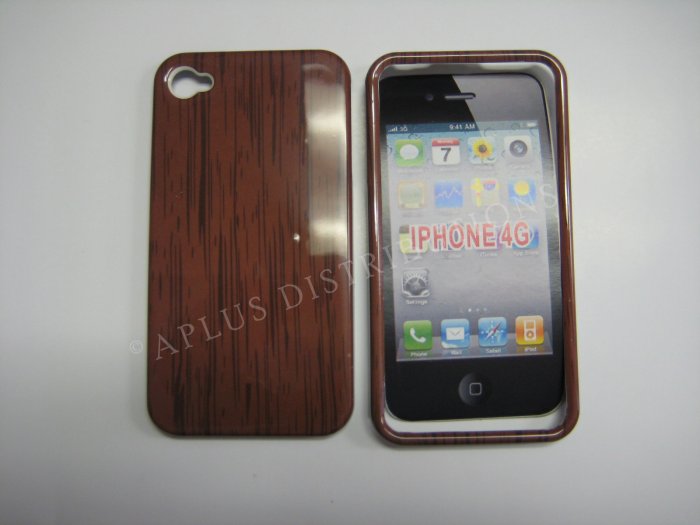 New Brown Wood Grain Design Hard Protective Cover For iPhone 4 - (0141)