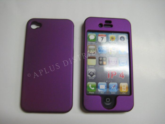 New Purple Solid Color Design Hard Protective Cover For iPhone 4 - (0133)