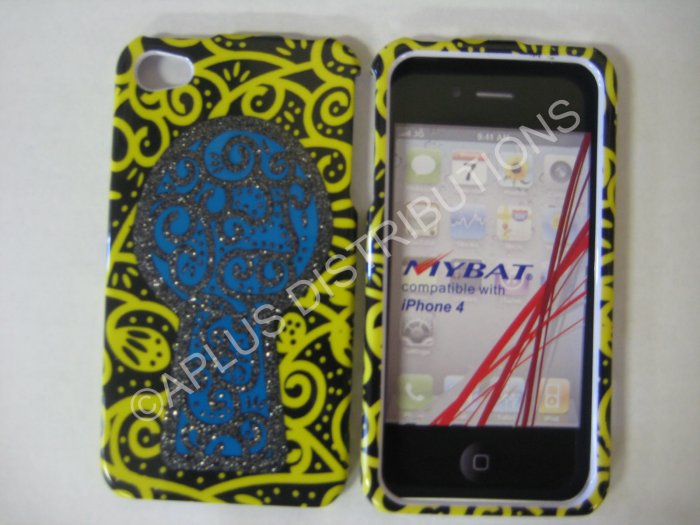 New Yellow Key Hole Design Hard Protective Cover For iPhone 4 - (0127)