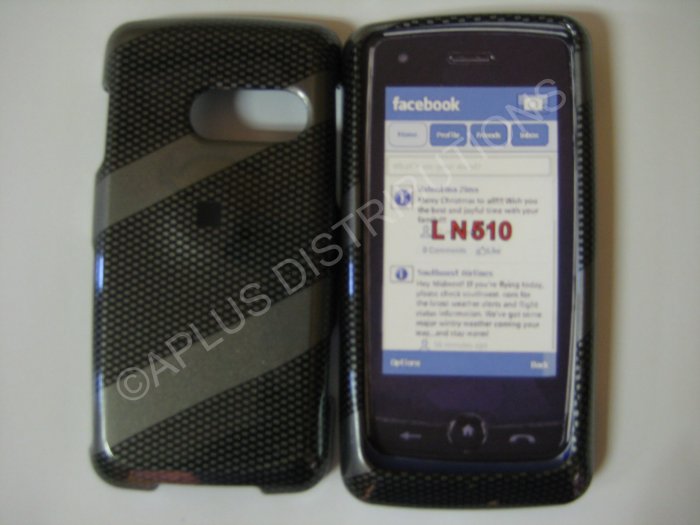 New Gray Checkered W/Strips Hard Protective Cover For LG Rumor Touch LN510 - (0027)