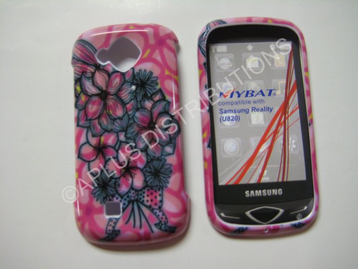 New Pink Multi-Plumeria Hard Protective Cover For Samsung Reality U820 - (0021)