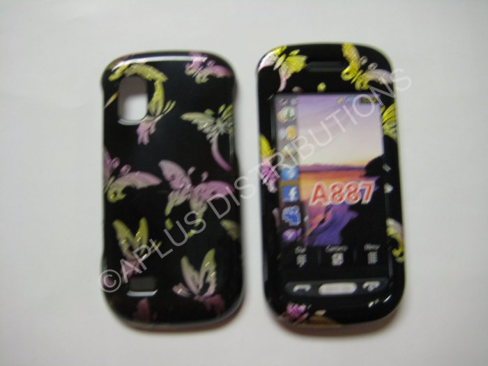 New Black Multi-Butterflies Hard Protective Cover For Samsung Solstice A887 - (0005)