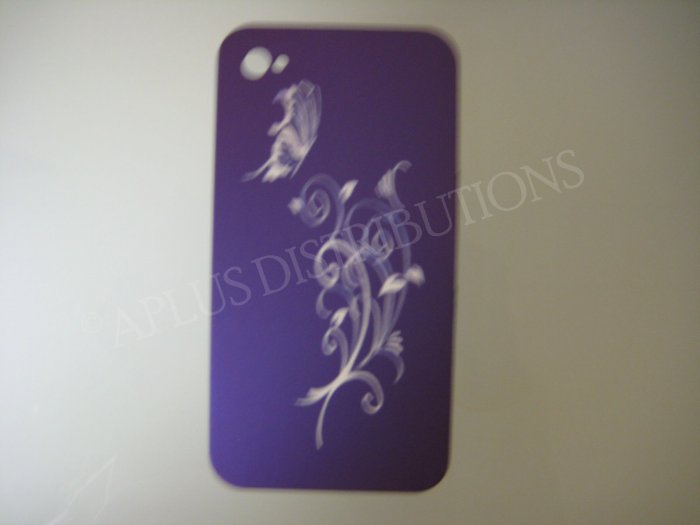 New Purple Butterfly Swirl Design Hard Protective Cover For iPhone 4 - (0089)