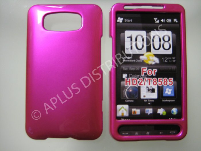 New Hot Pink Solid Color Hard Protective Cover For HTC HD2 - (0063)