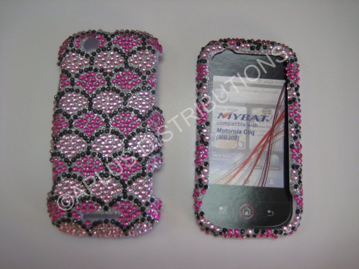 New Hot Pink Fish Scales Bling Diamond Case For Motorola Cliq MB200 - (0015)