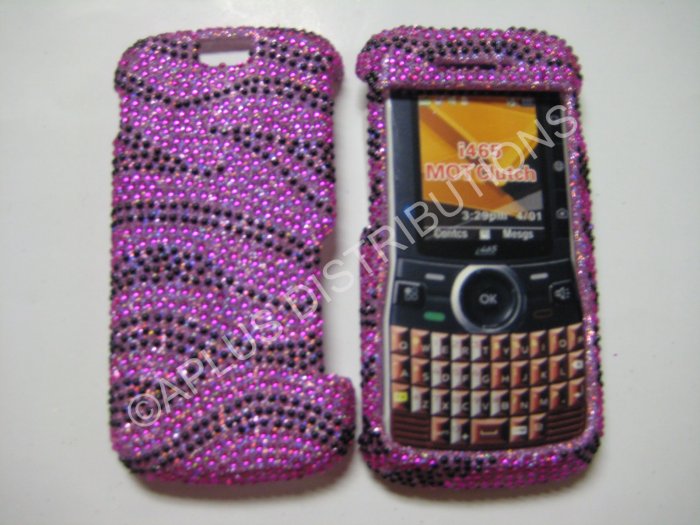 New Hot Pink Zebra Design Bling Diamond Case For Motorola Clutch I465 - (0003)