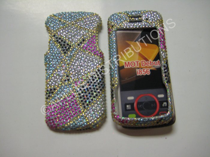 New Multi-Color Abstract Triangle Bling Diamond Case For Motorola Debut I856 - (0008)
