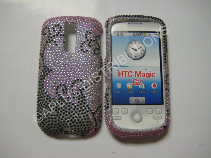 New BLack Swirl Design Bling Diamond Case For HTC My Touch "G2" - (0007)