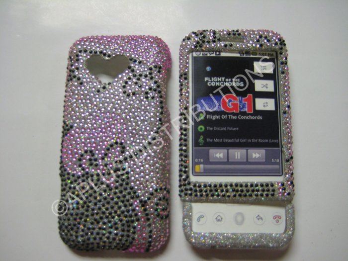 New Black Swirlz Design Bling Diamond Case For HTC G1 Dream - (0007)