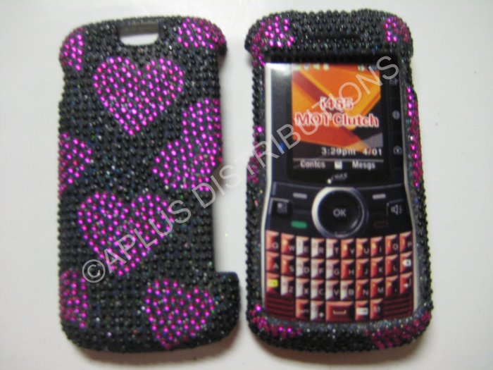 New Pink Heart Series Bling Diamond Case For Motorola Clutch I465 - (0001)