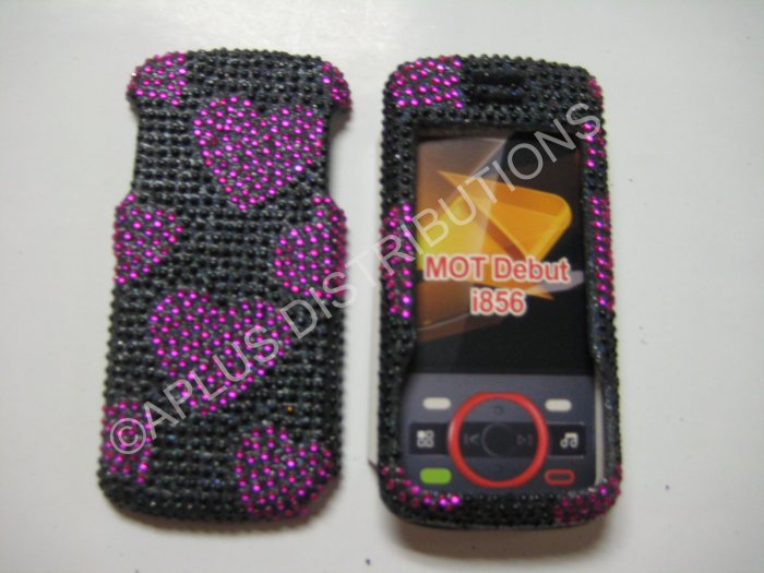 New Pink Heart Series Bling Diamond Case For Motorola Debut I856 - (0001)
