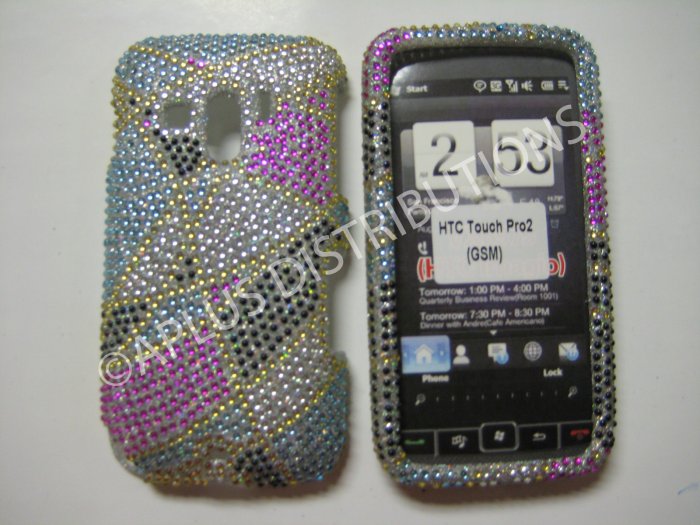 New Multi-Color Abstract Triangle Bling Diamond Case For HTC Touch Pro 2 (GSM) - (0008)