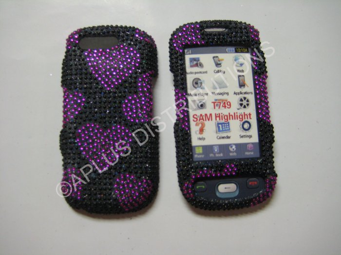 New Pink Heart Series Bling Diamond Case For Samsung Highlight T749 - (0001)