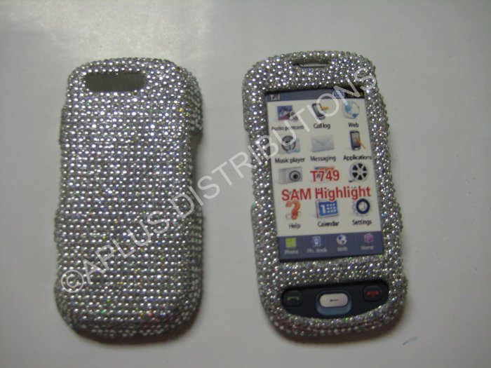 New Silver Solid Design Bling Diamond Case For Samsung Highlight T749 - (0004)