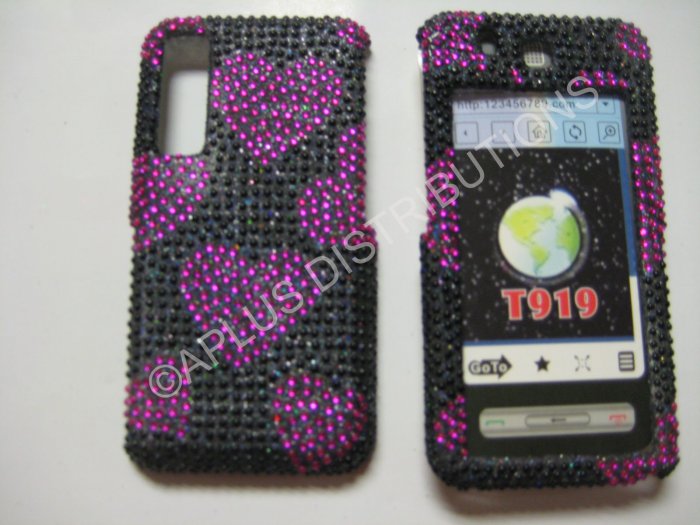 New Hot Pink Multi-Hearts Bling Diamond Case For Samsung Behold T919 - (0001)
