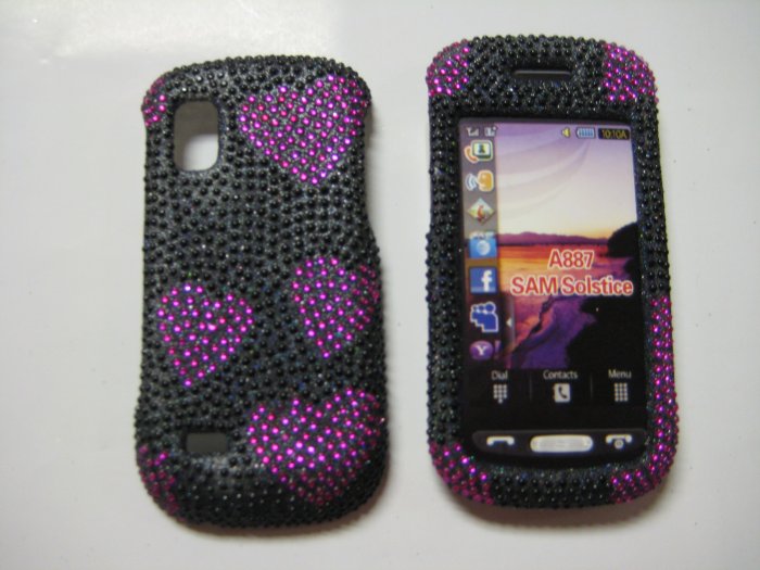 New Pink Heart Series Bling Diamond Case For Samsung Solstice A887 - (0001)