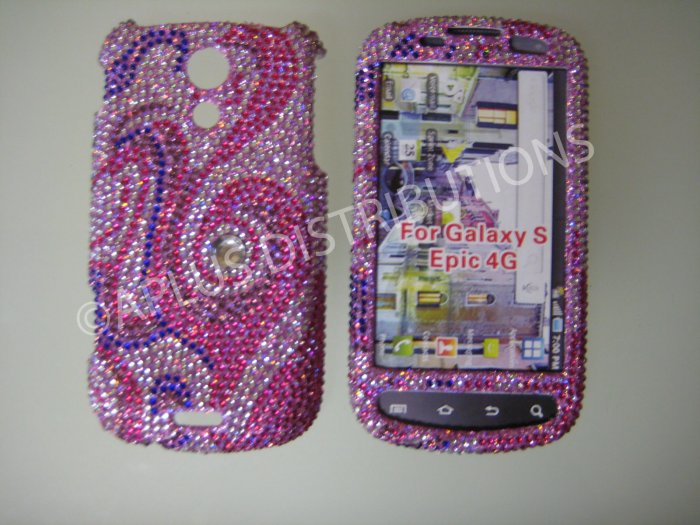 New Pink Swirl Design Bling Diamond Case For Samsung Epic 4G - (0020)