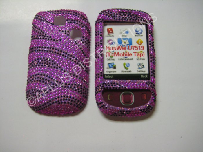 New Hot Pink Zebra Design Bling Diamond Case For T-Mobile Tap - (0003)