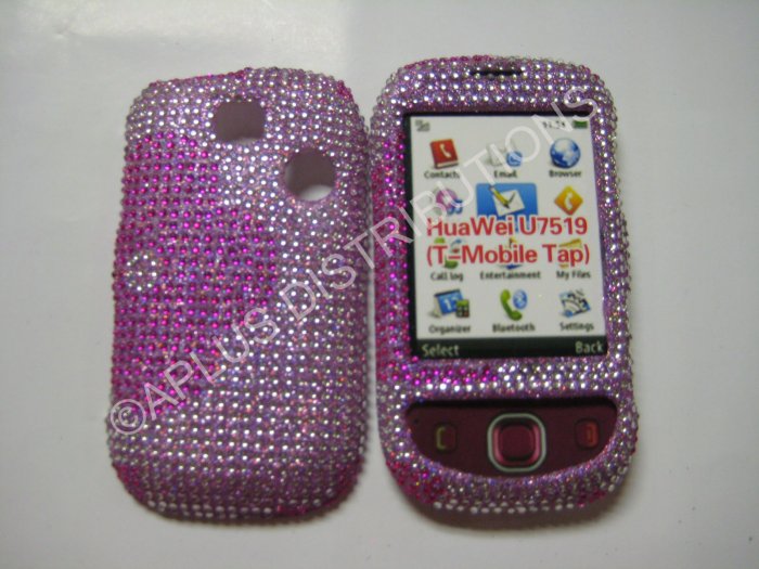 New Pink Half Flower Design Bling Diamond Case For T-Mobile Tap - (0002)